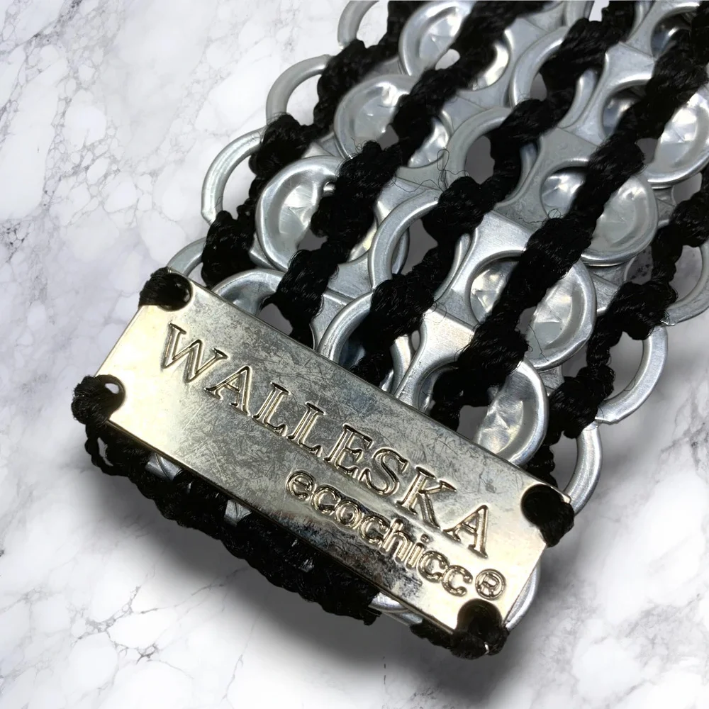 Vtg Walleska Ecochicc Waist Belt Lucite Scorpion Buckle Upcycled Soda Tab 44